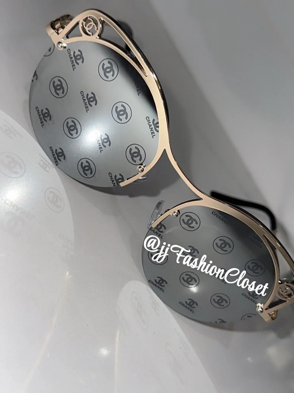 Ccute Gold Round Logo Sunglasses - Gold Frame, Silver Lenses
